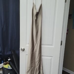 Zara Satin Beige Maxi Dress